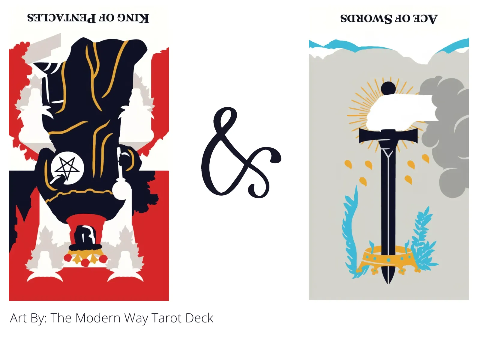 king of pentacles reversed and ace of swords reversed tarot cards together