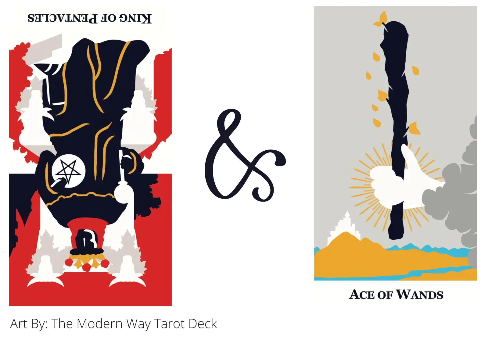 king of pentacles reversed and ace of wands tarot cards together