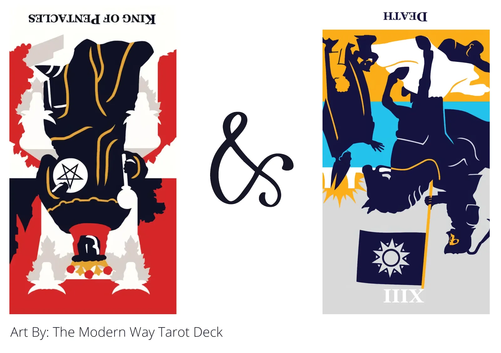 king of pentacles reversed and death reversed tarot cards together