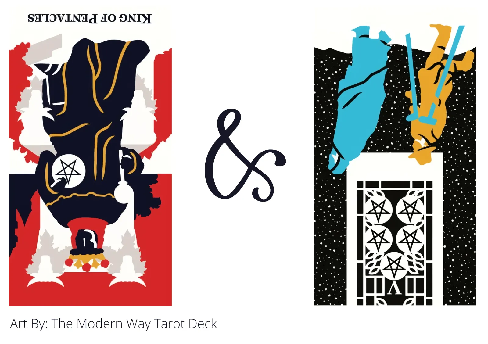 king of pentacles reversed and five of pentacles reversed tarot cards together