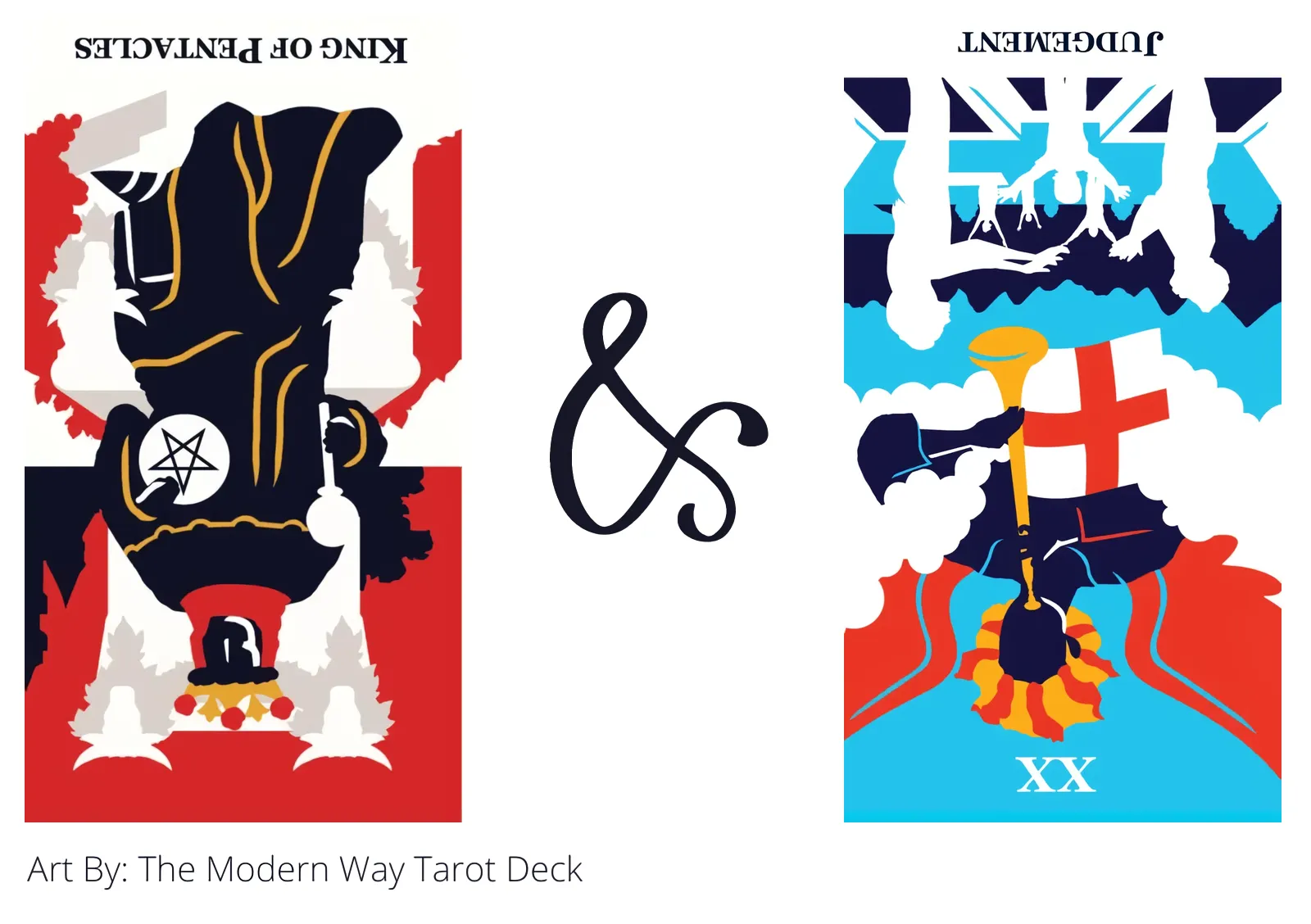 king of pentacles reversed and judgement reversed tarot cards together