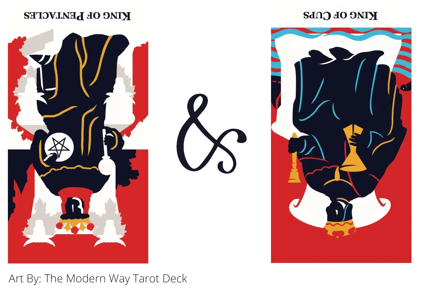 king of pentacles reversed and king of cups reversed tarot cards together