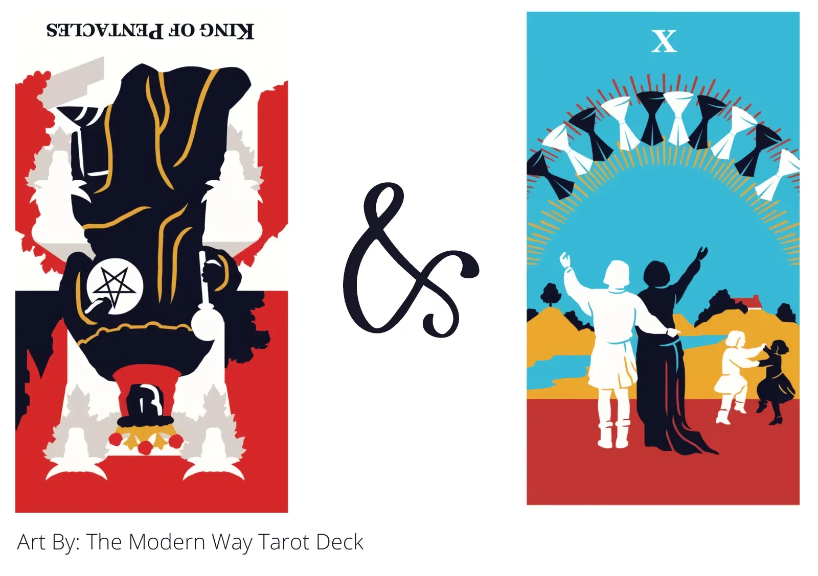 king of pentacles reversed and ten of cups tarot cards together
