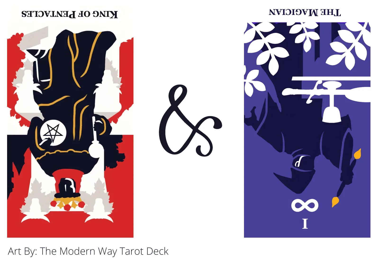 king of pentacles reversed and the magician reversed tarot cards together