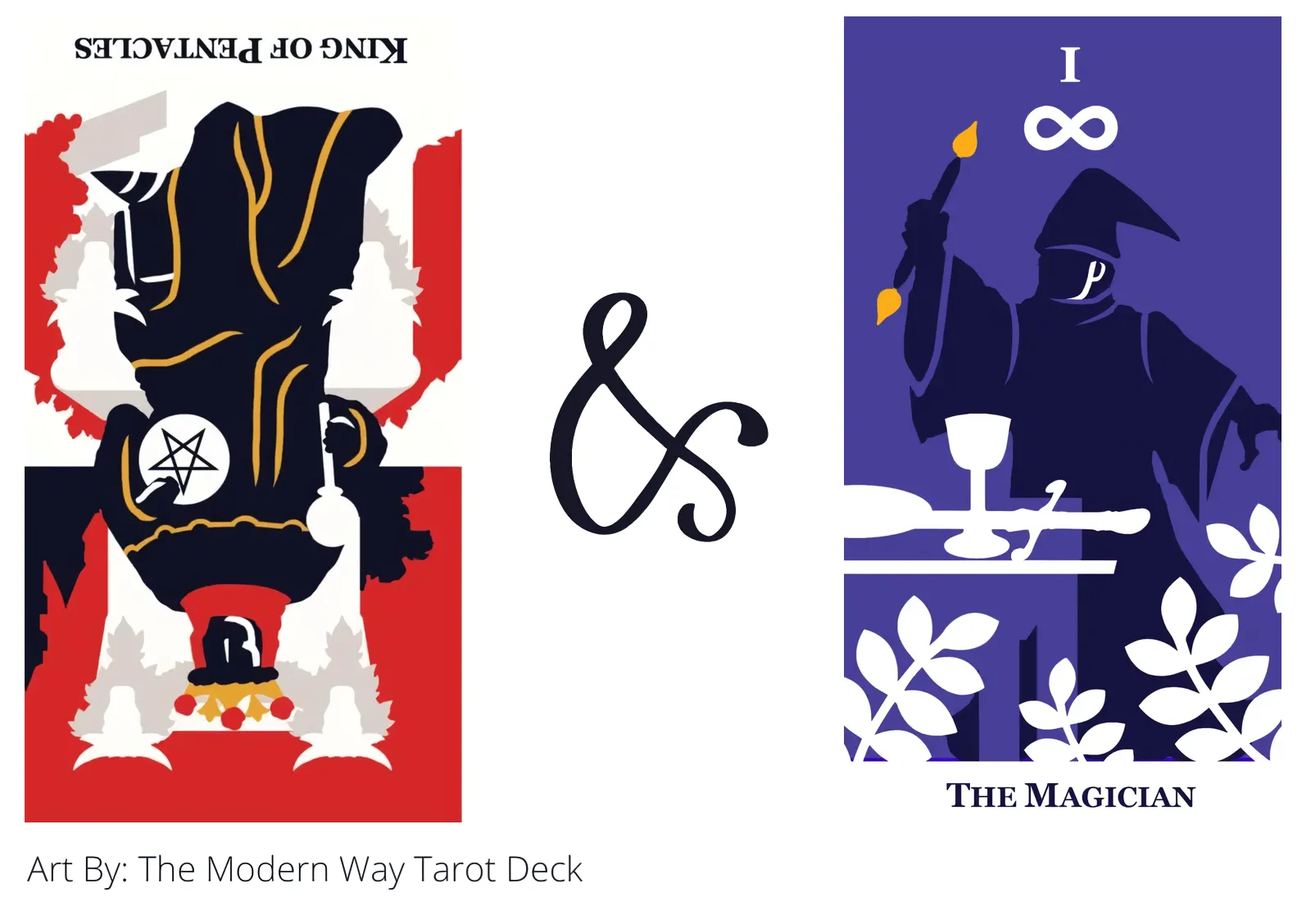 king of pentacles reversed and the magician tarot cards together