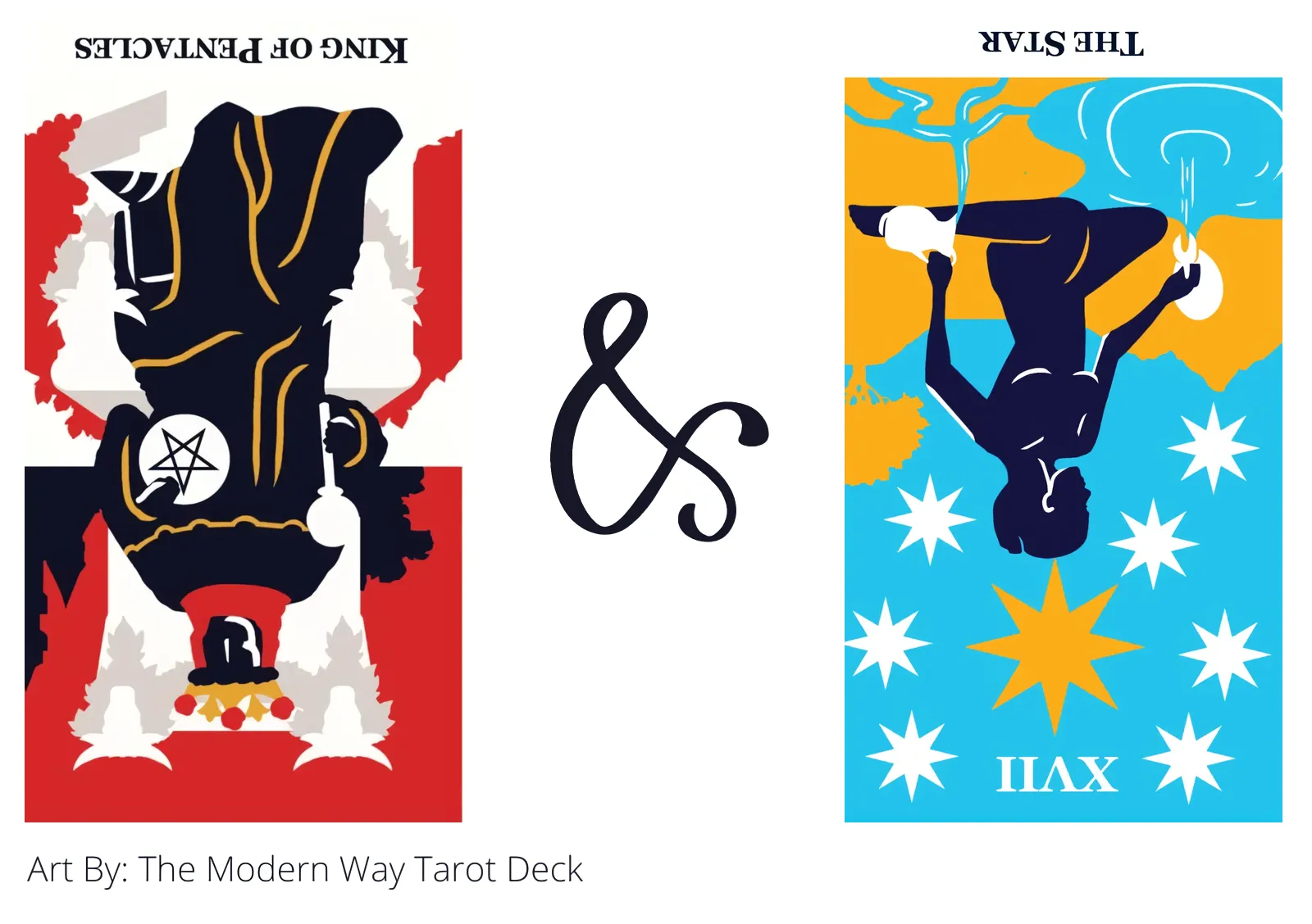 king of pentacles reversed and the star reversed tarot cards together