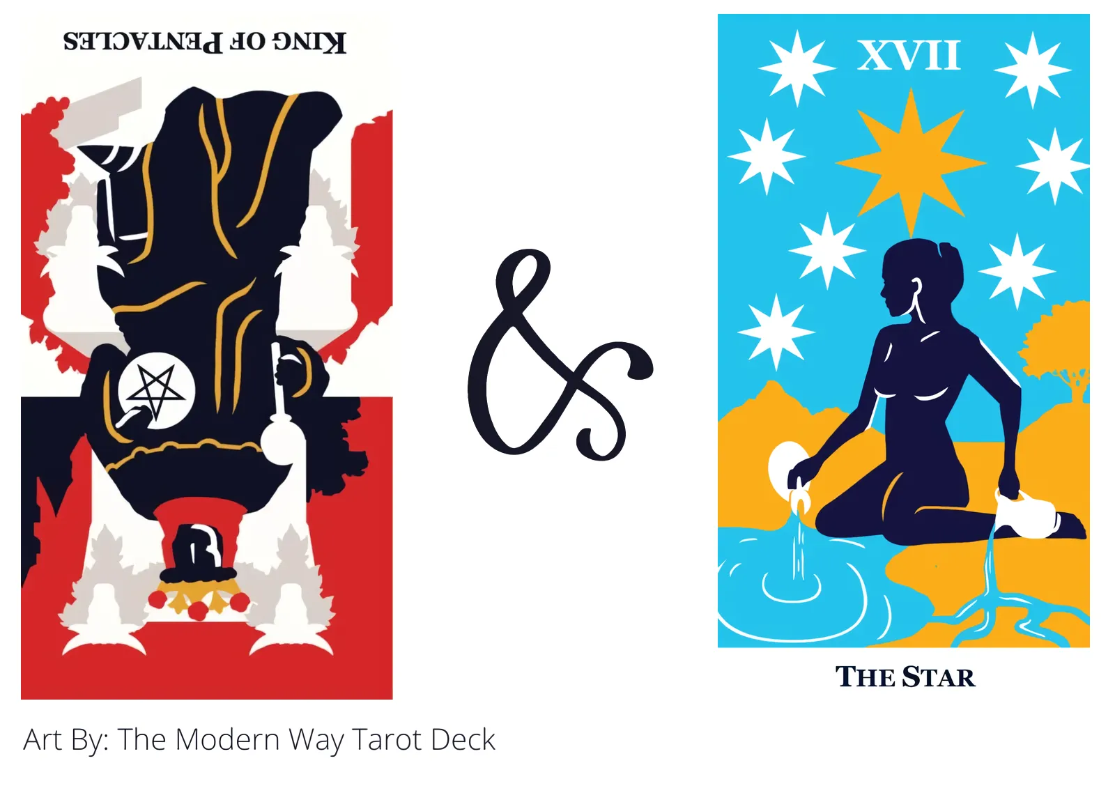 king of pentacles reversed and the star tarot cards together