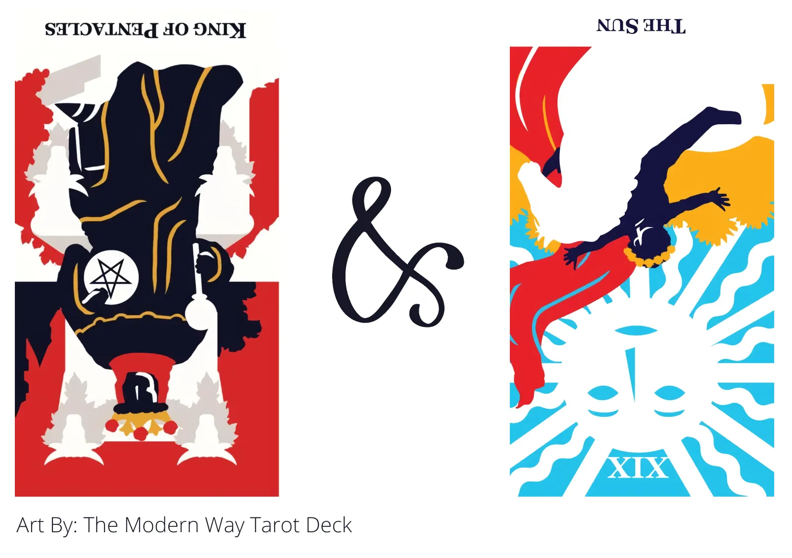 king of pentacles reversed and the sun reversed tarot cards together