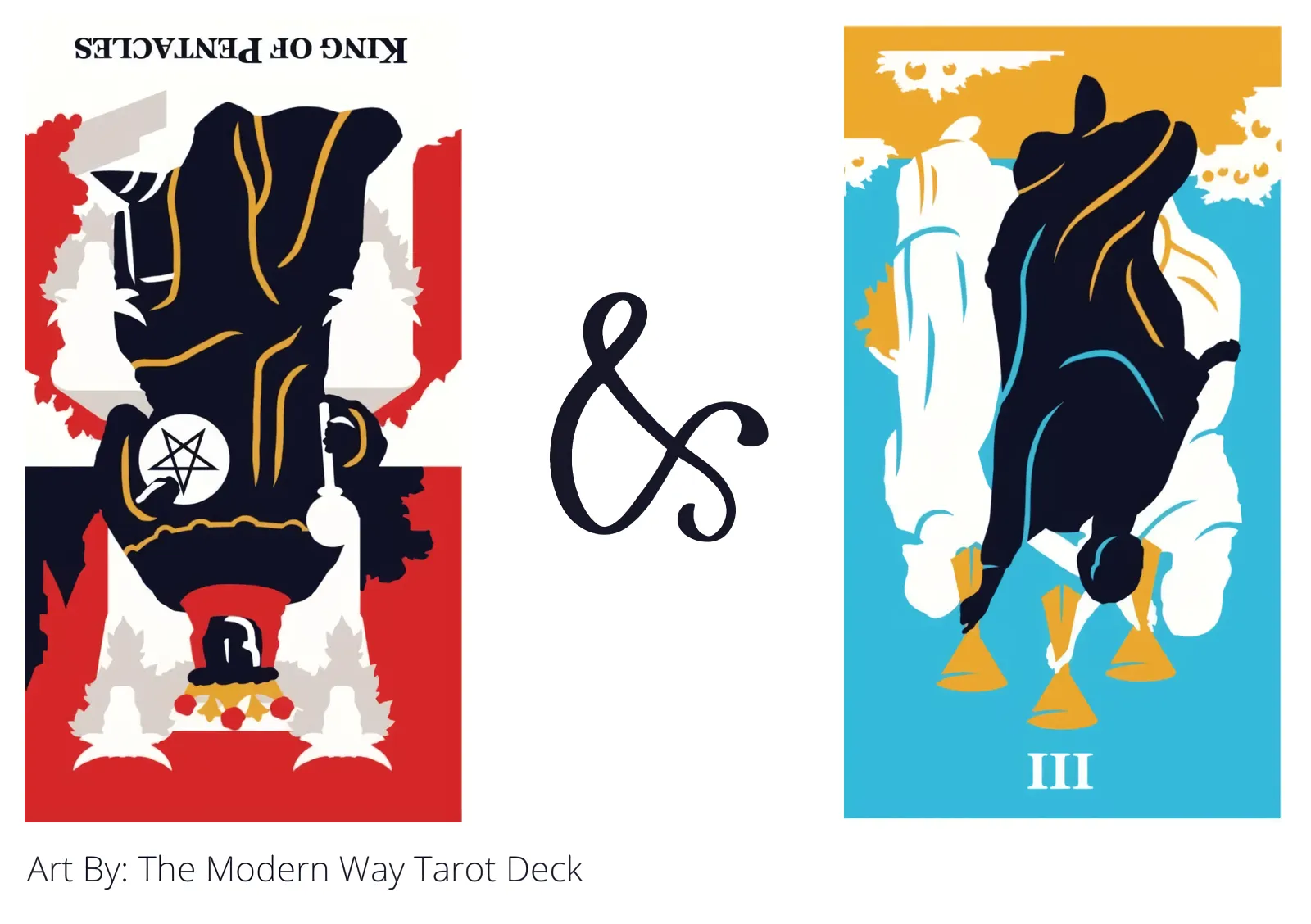 king of pentacles reversed and three of cups reversed tarot cards together
