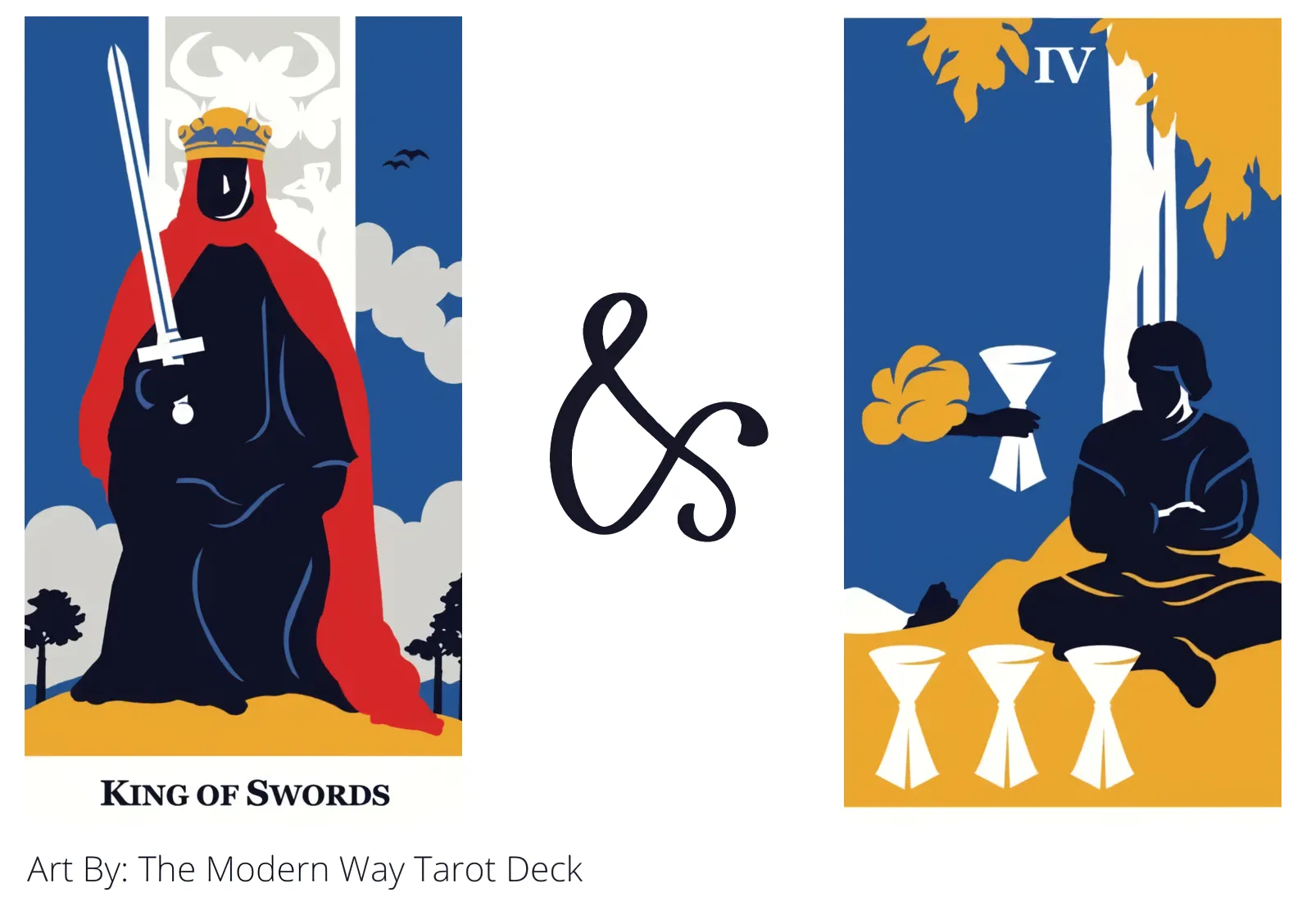king of swords and four of cups tarot cards together