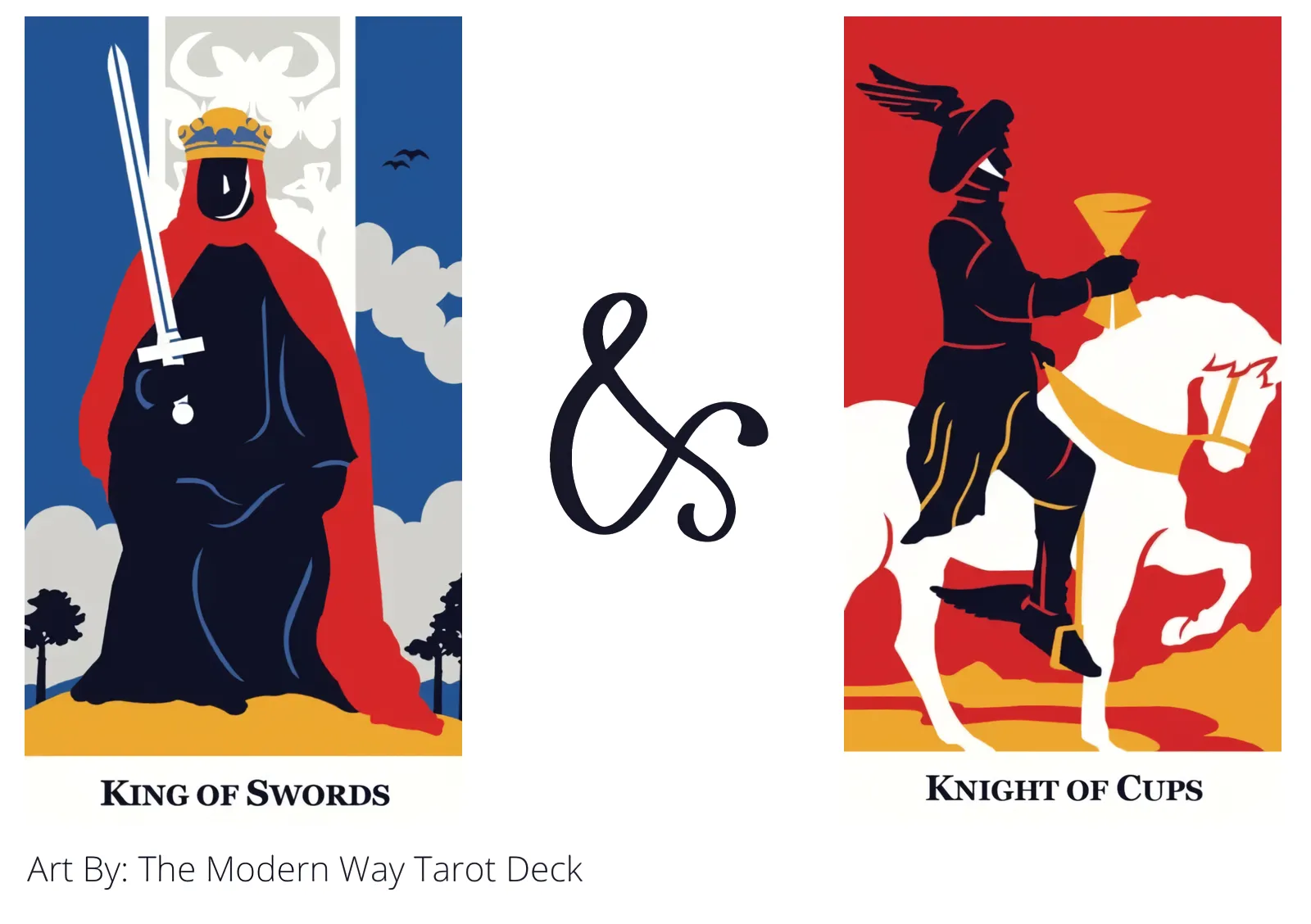 king of swords and knight of cups tarot cards together