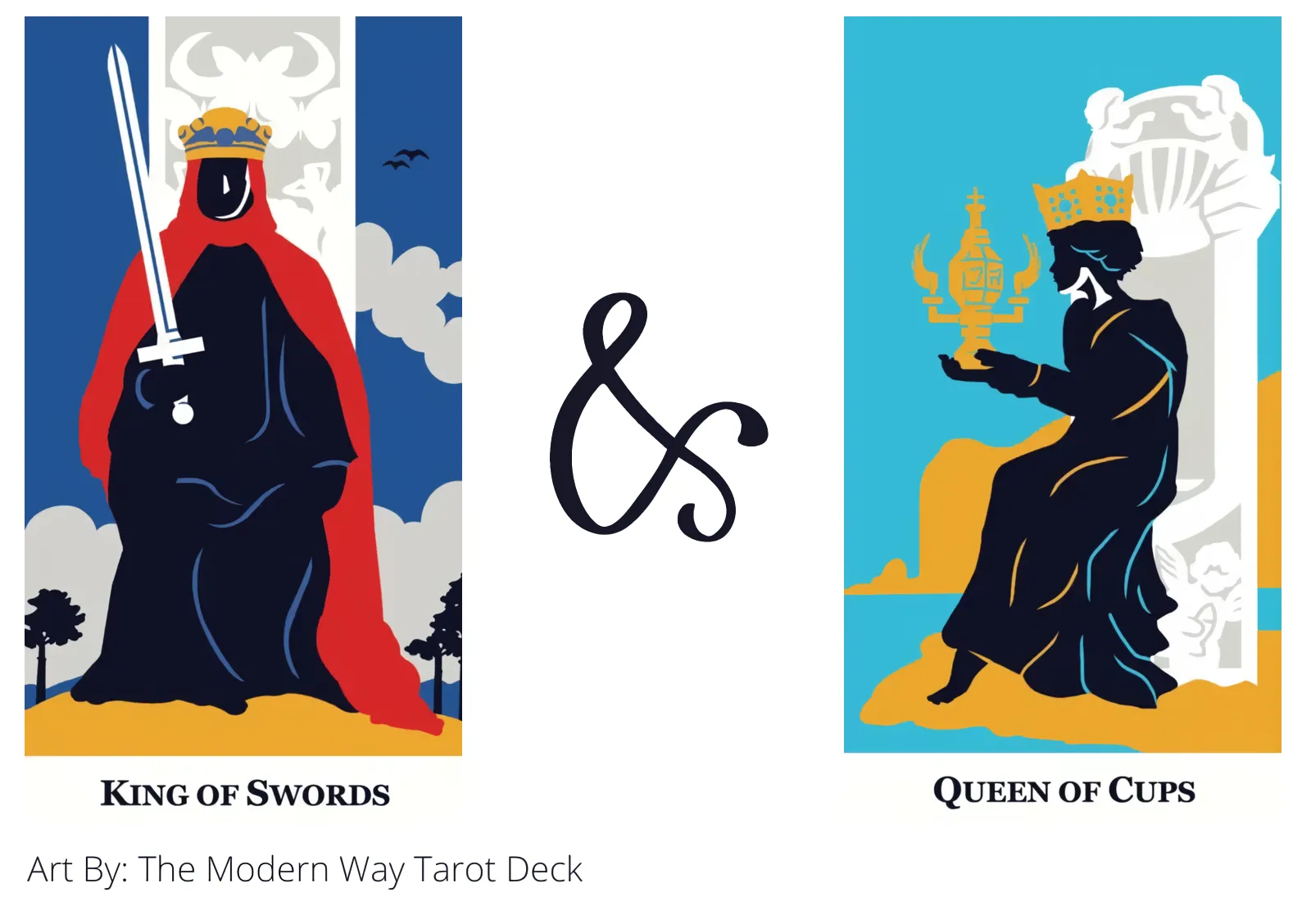 king of swords and queen of cups tarot cards together