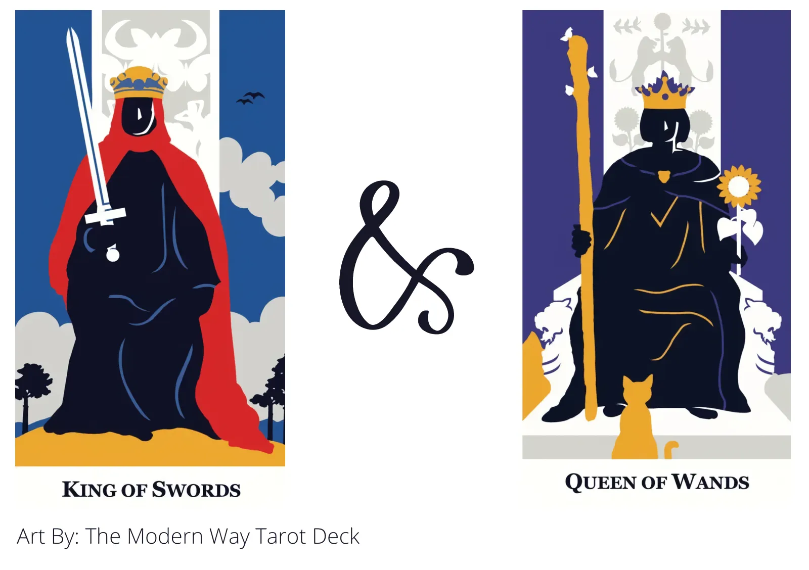 king of swords and queen of wands tarot cards together