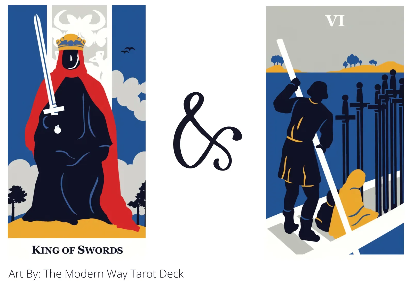 king of swords and six of swords tarot cards together