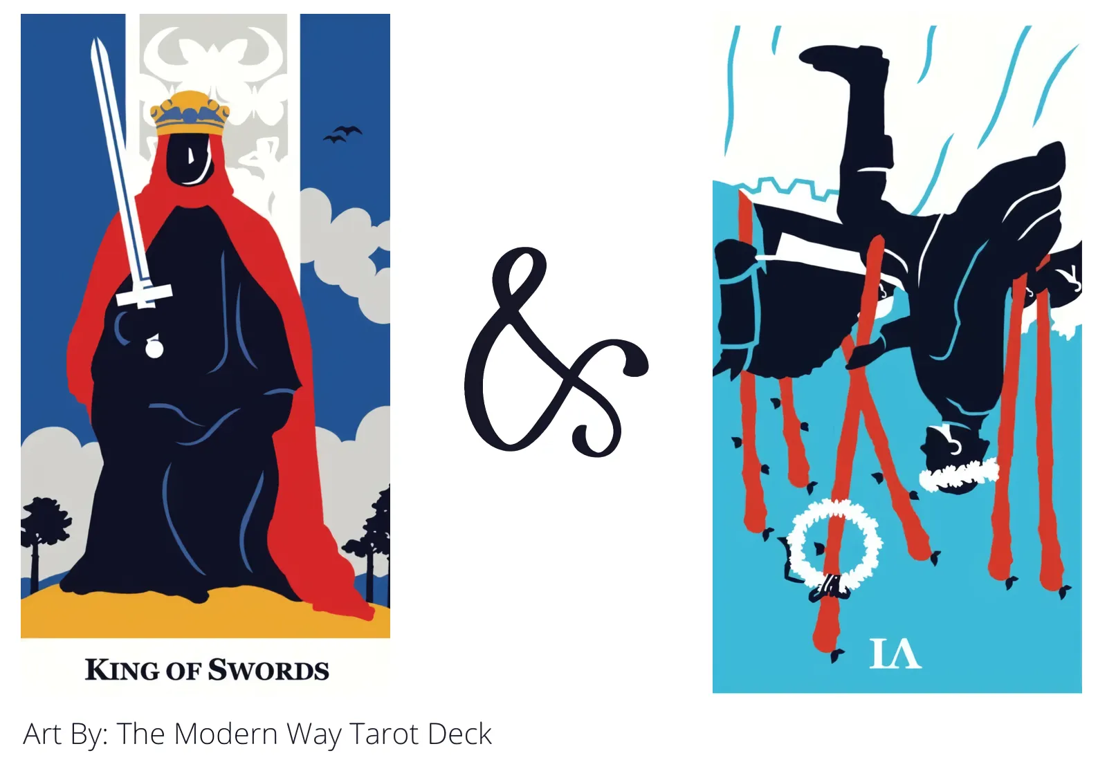 king of swords and six of wands reversed tarot cards together