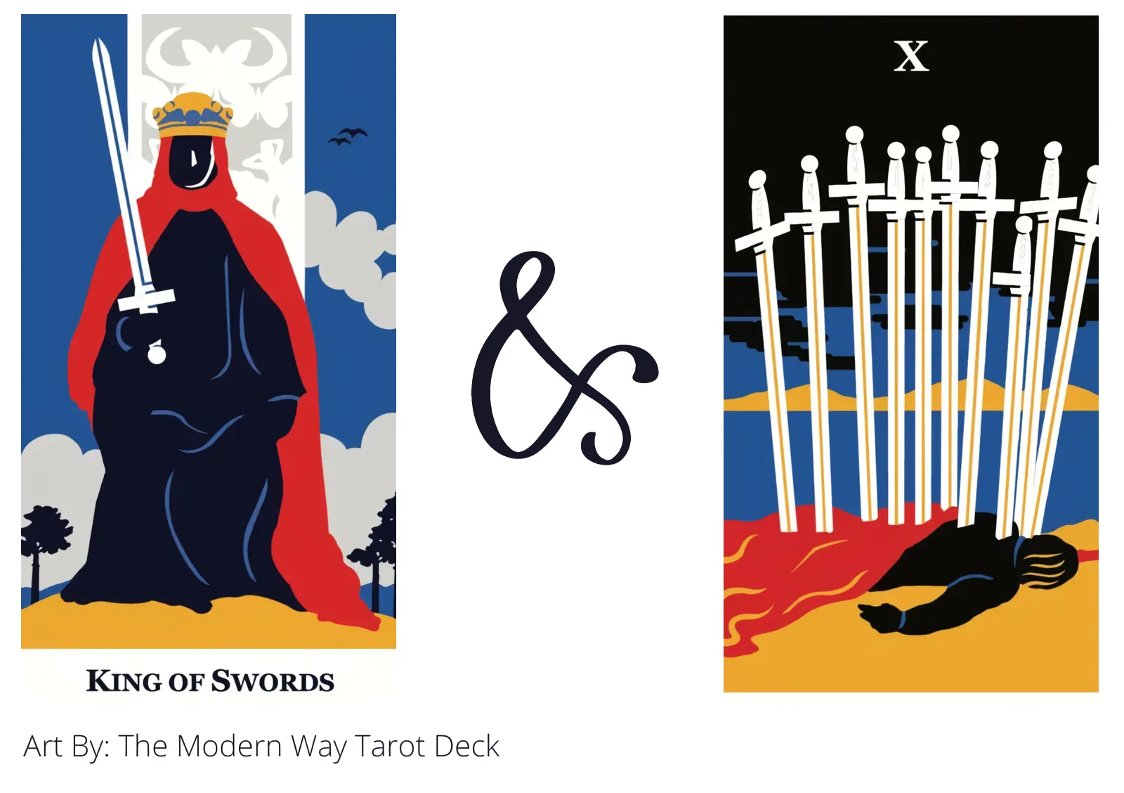 king of swords and ten of swords tarot cards together