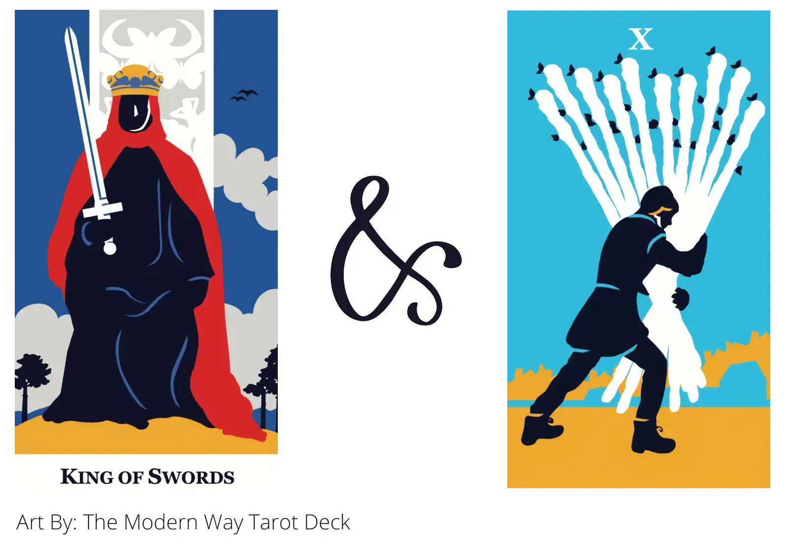 king of swords and ten of wands tarot cards together