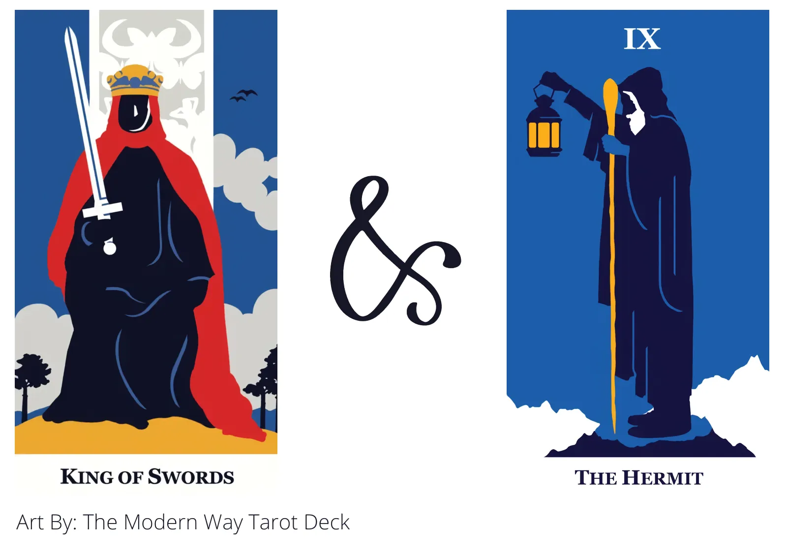 king of swords and the hermit tarot cards together