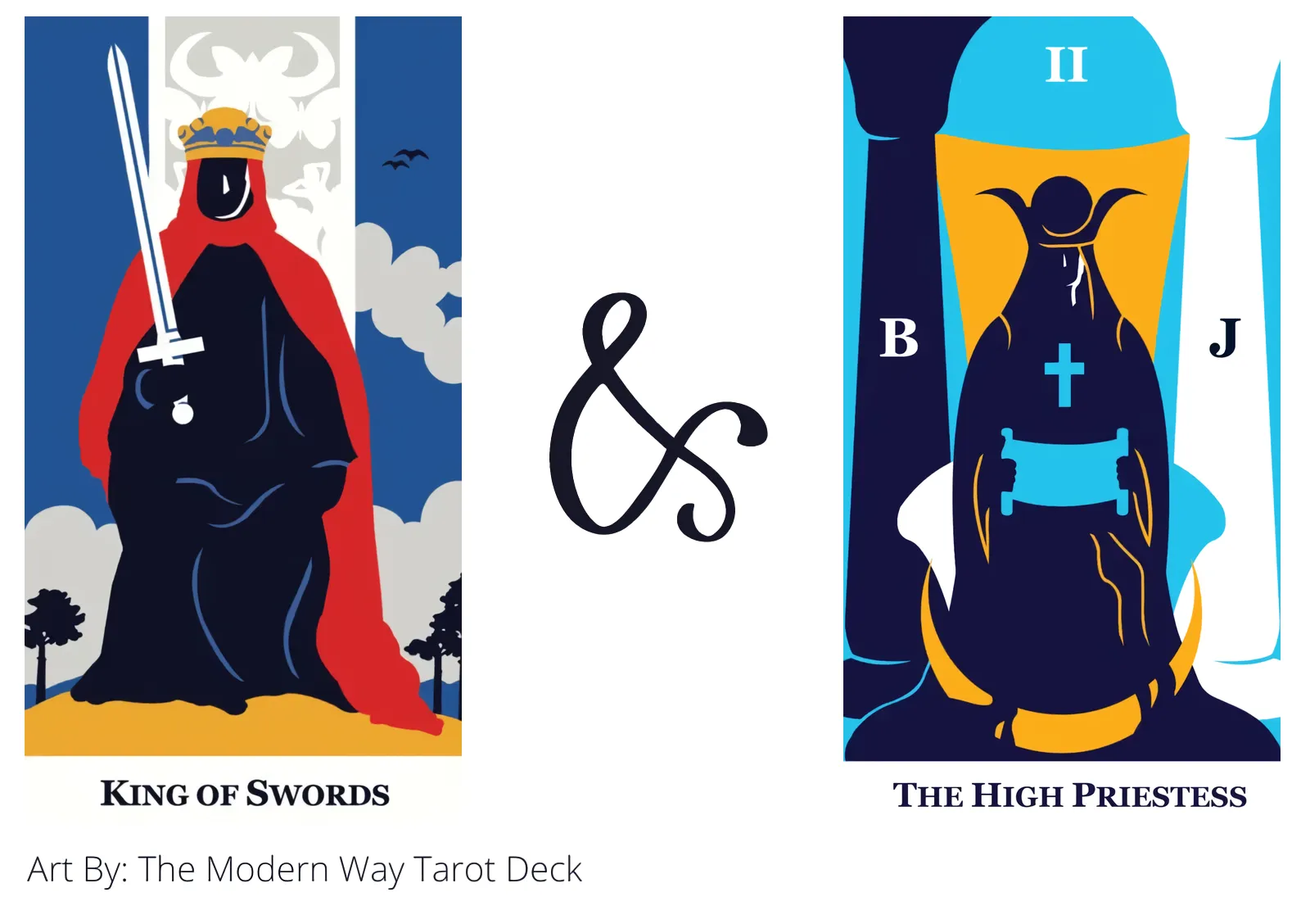 king of swords and the high priestess tarot cards together