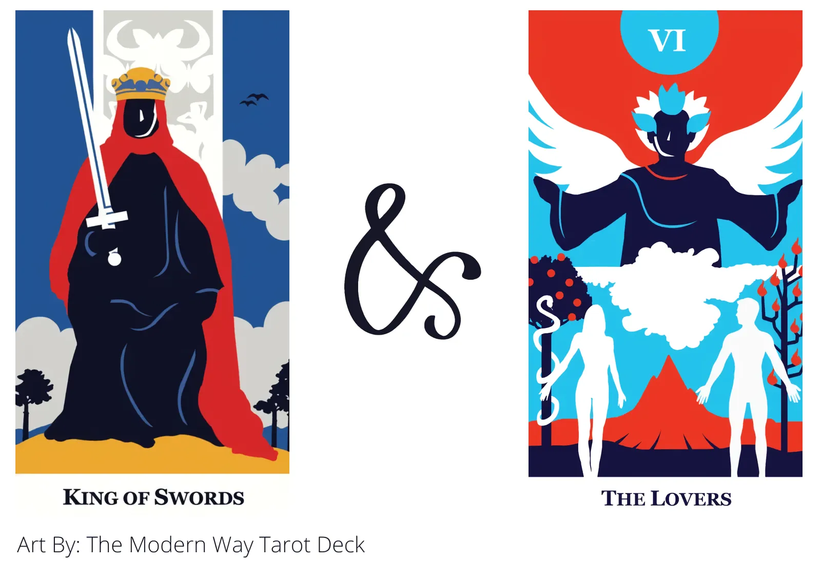 king of swords and the lovers tarot cards together