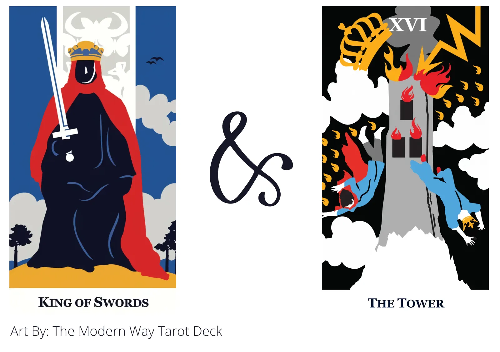 king of swords and the tower tarot cards together