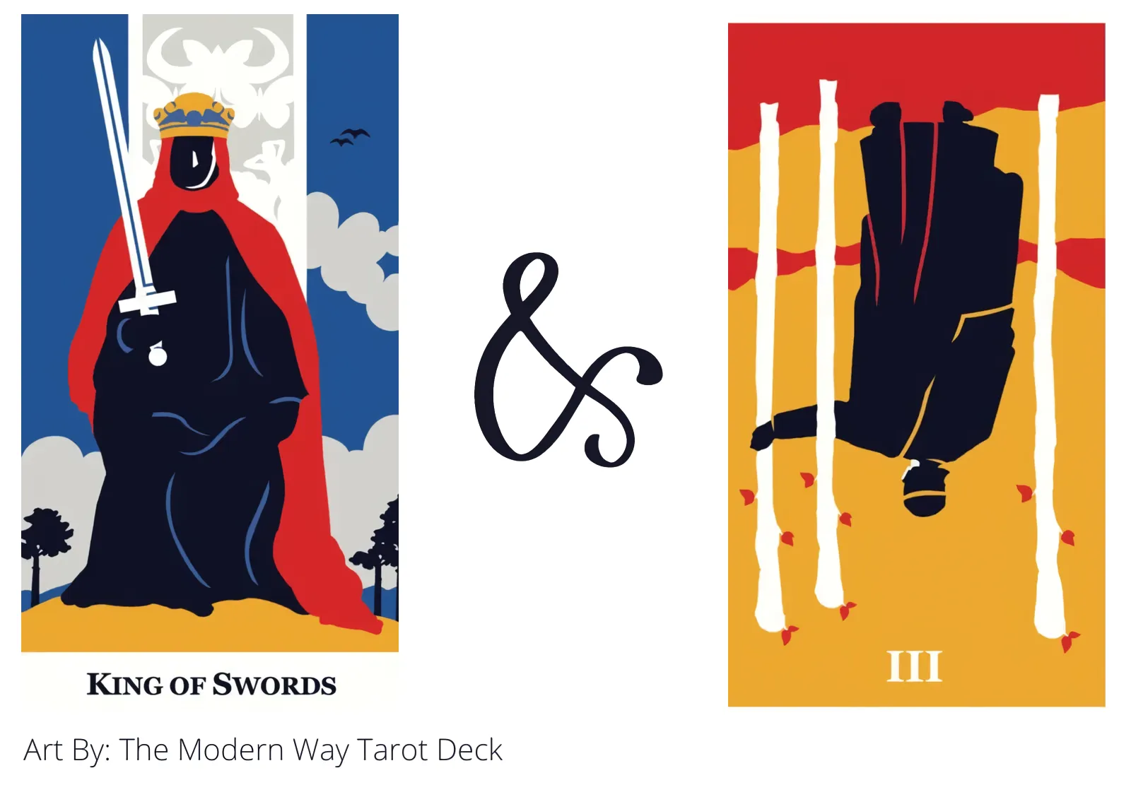 king of swords and three of wands reversed tarot cards together