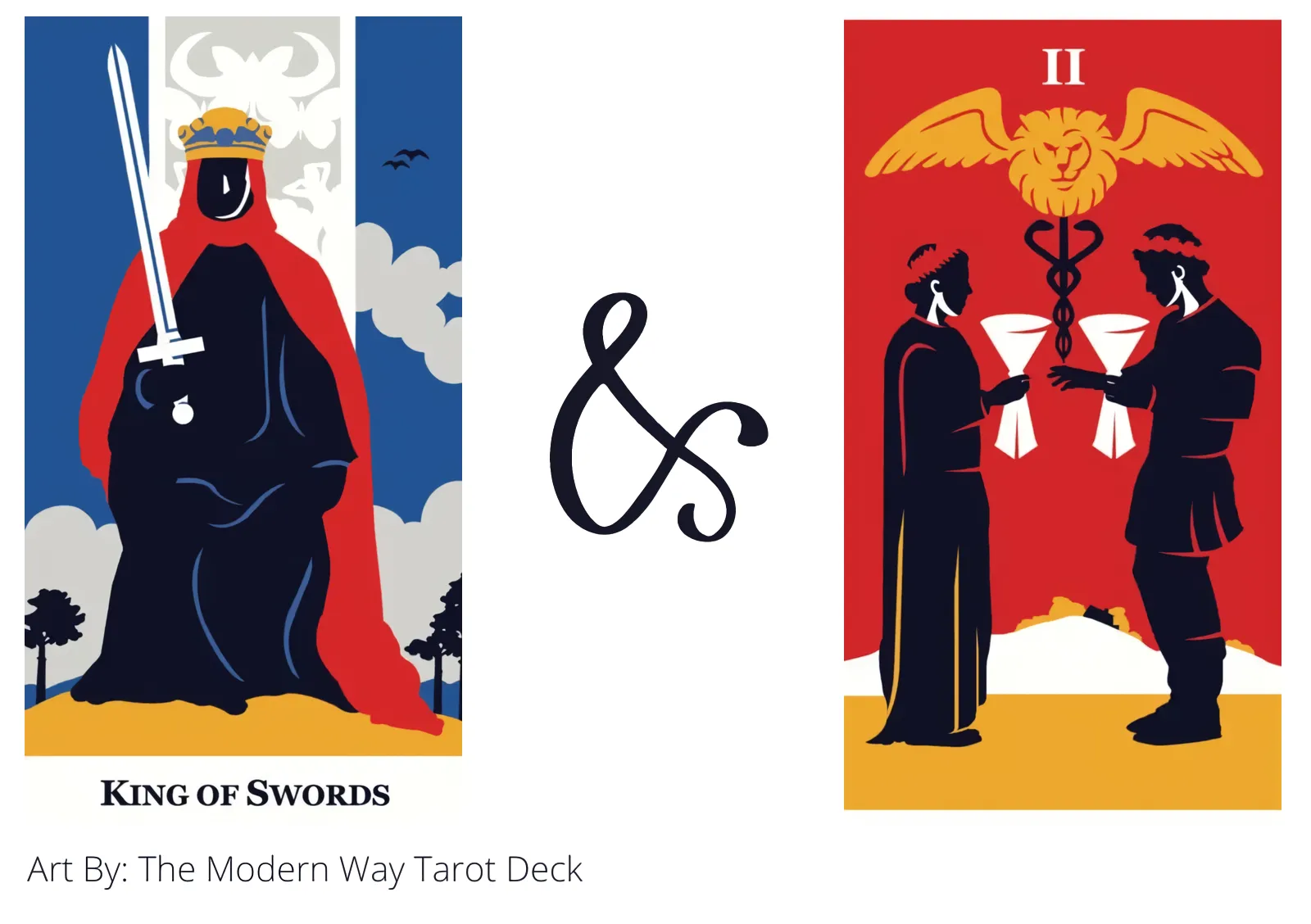 king of swords and two of cups tarot cards together