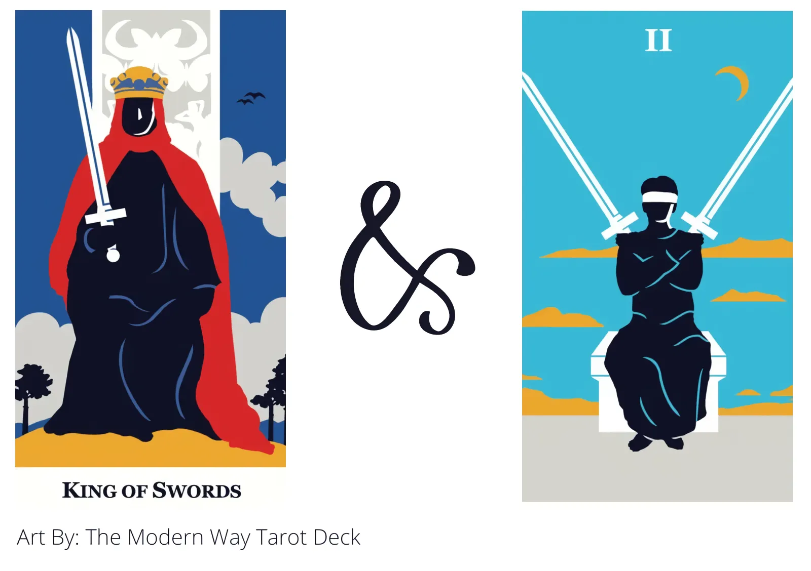 king of swords and two of swords tarot cards together