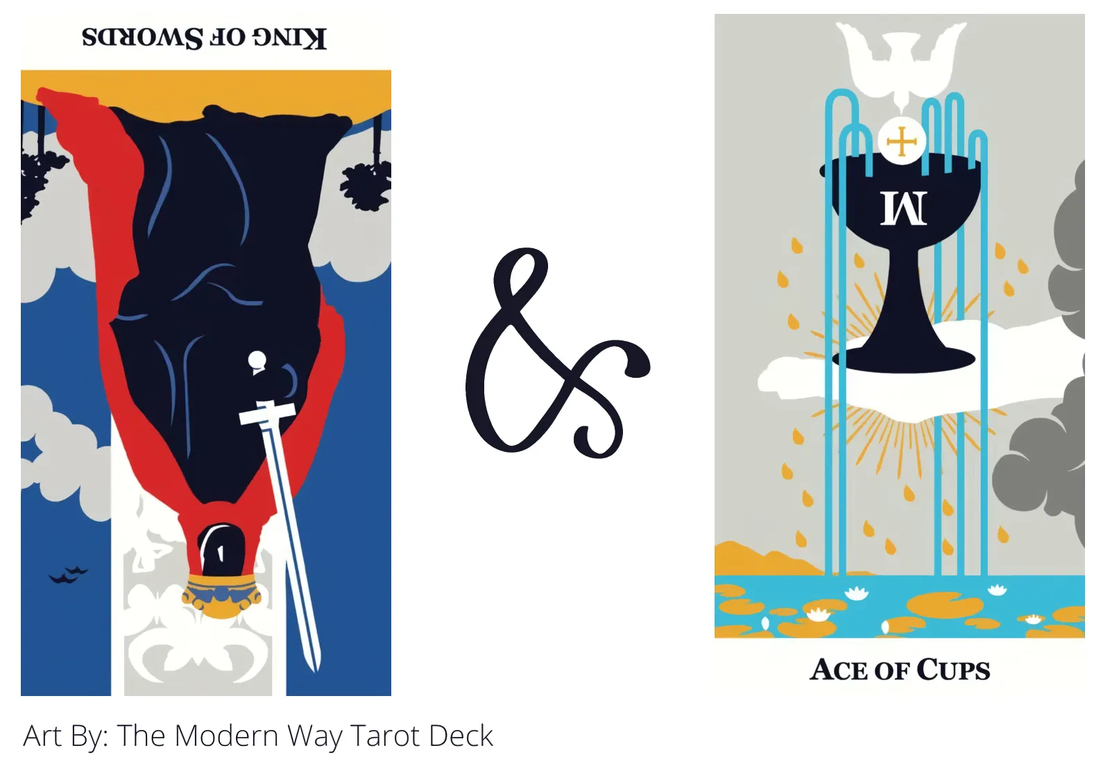 king of swords reversed and ace of cups tarot cards together