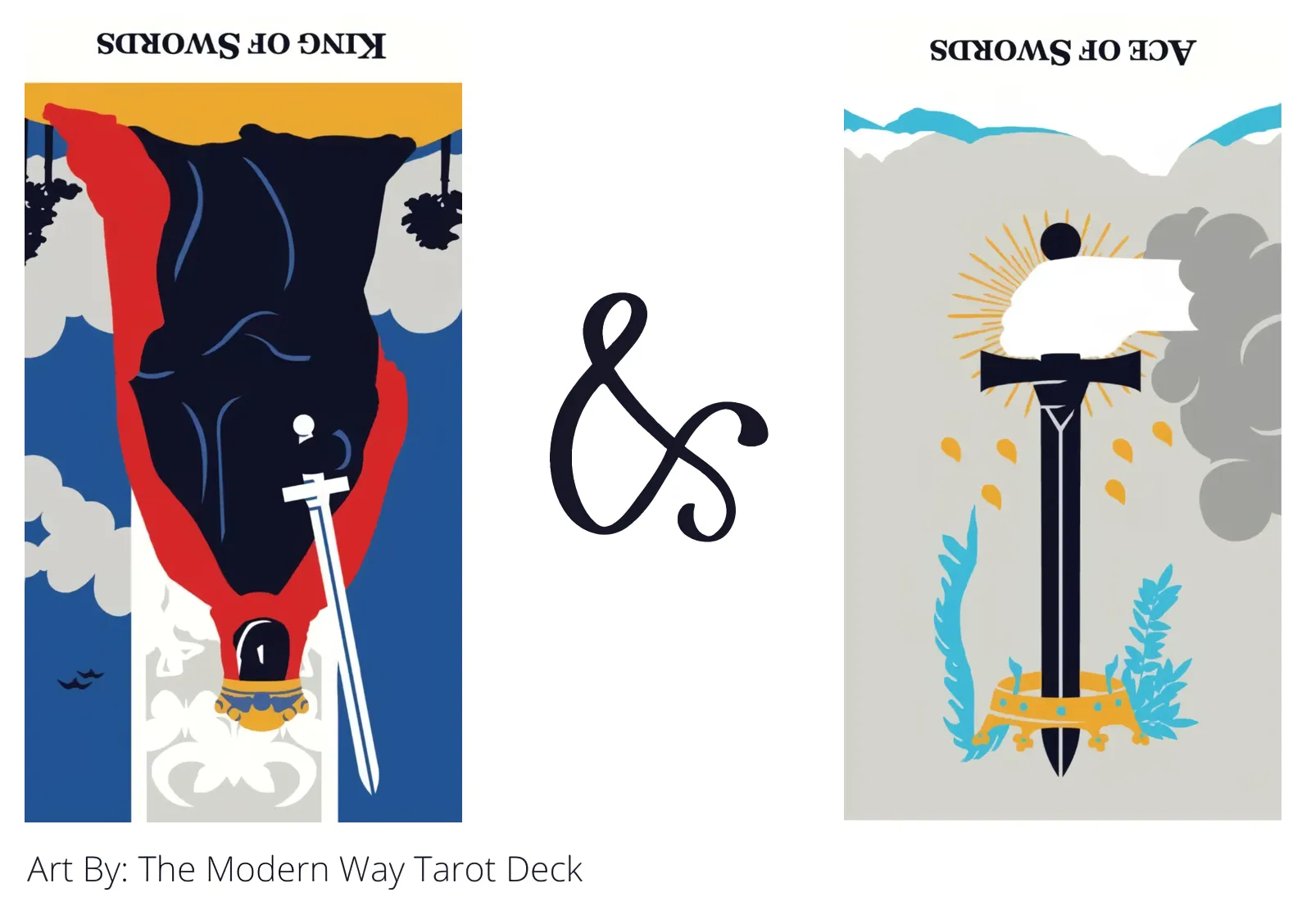 king of swords reversed and ace of swords reversed tarot cards together