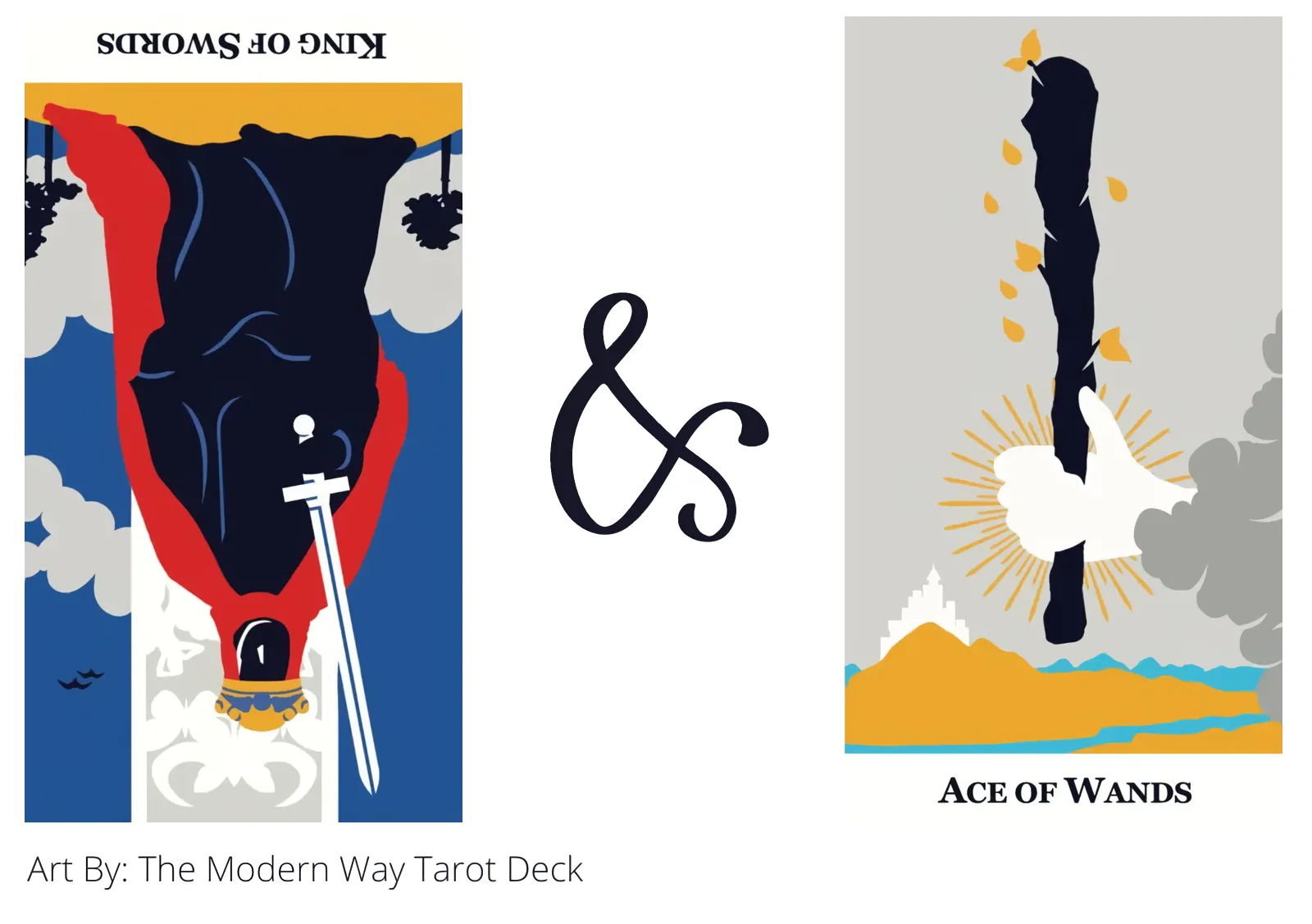 king of swords reversed and ace of wands tarot cards together