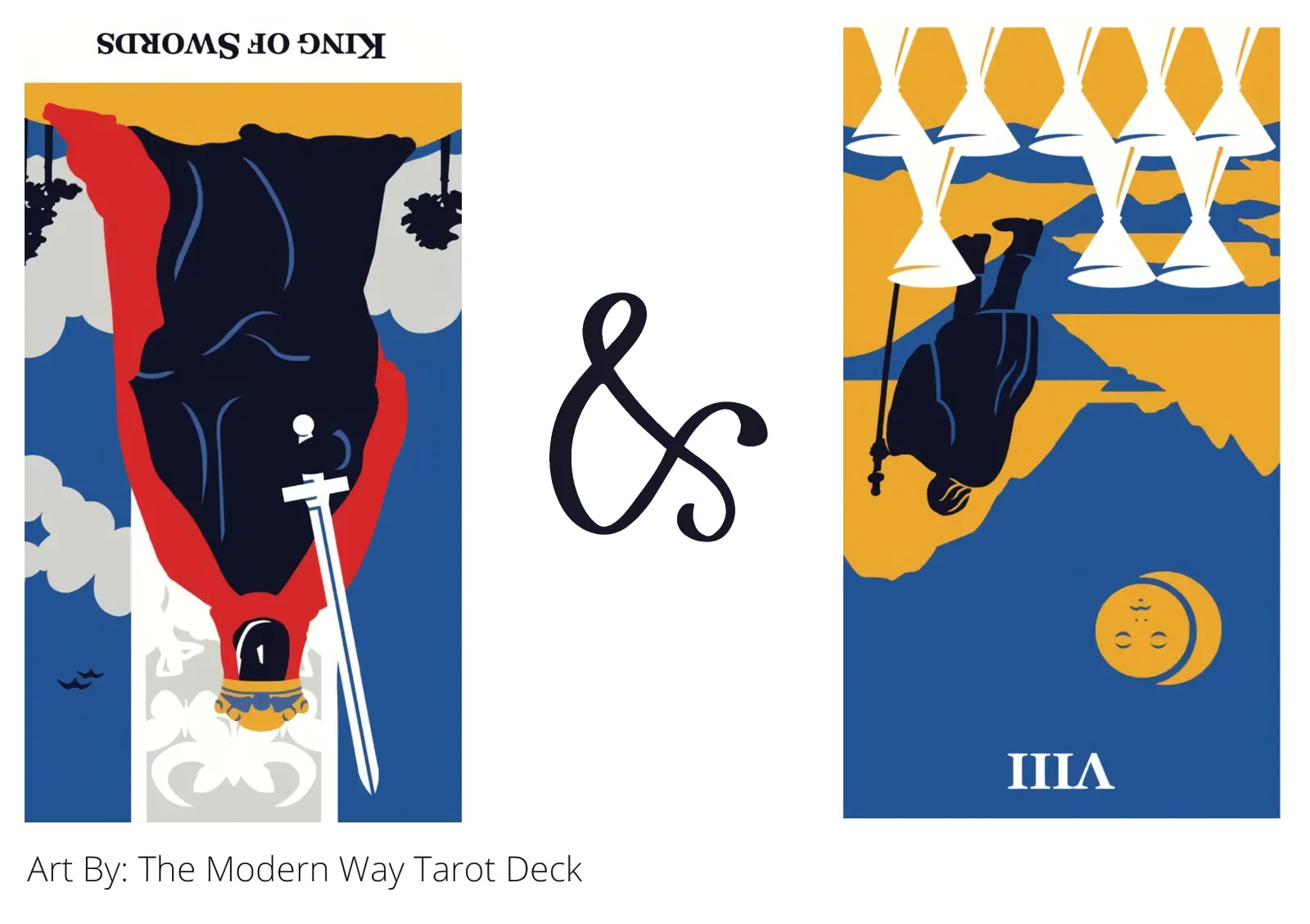 king of swords reversed and eight of cups reversed tarot cards together