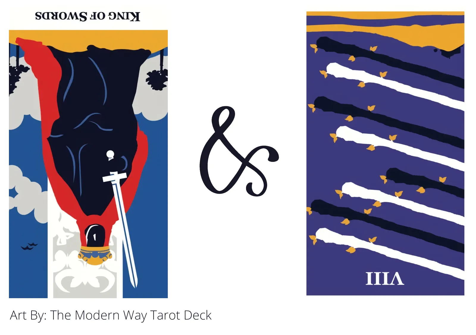 king of swords reversed and eight of wands reversed tarot cards together