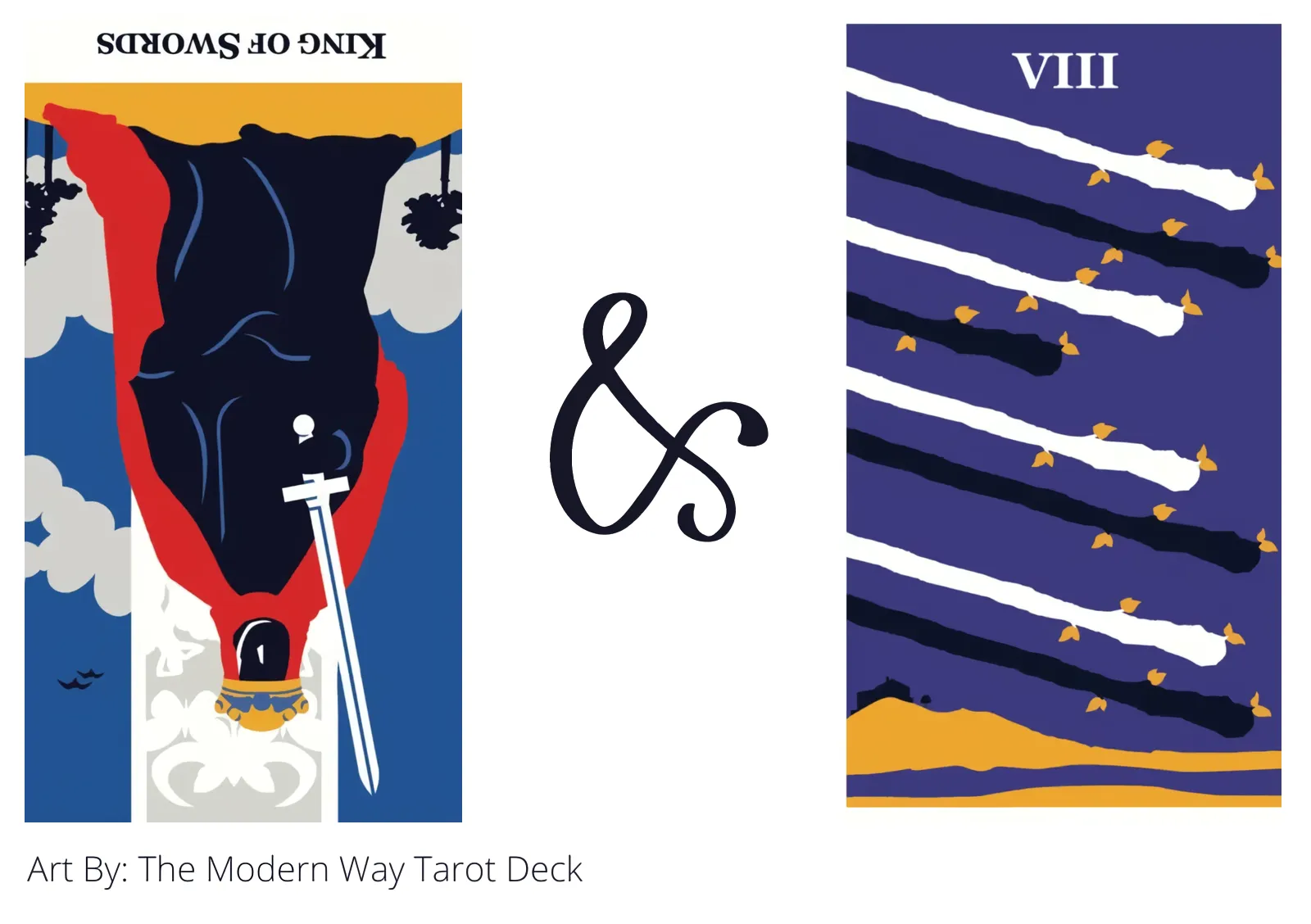 king of swords reversed and eight of wands tarot cards together