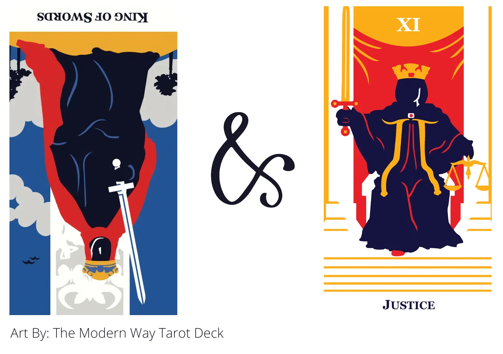 king of swords reversed and justice tarot cards together