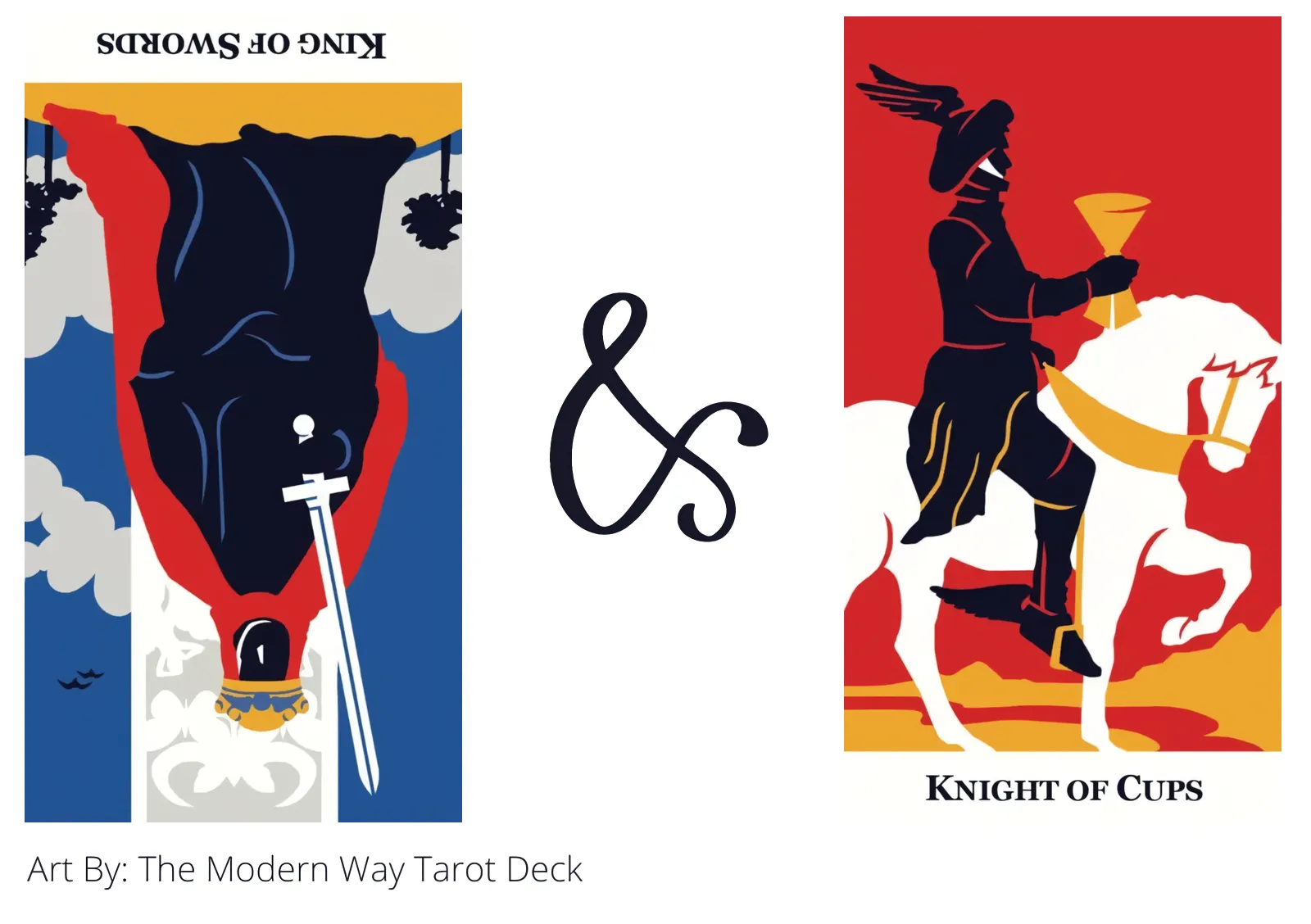 king of swords reversed and knight of cups tarot cards together