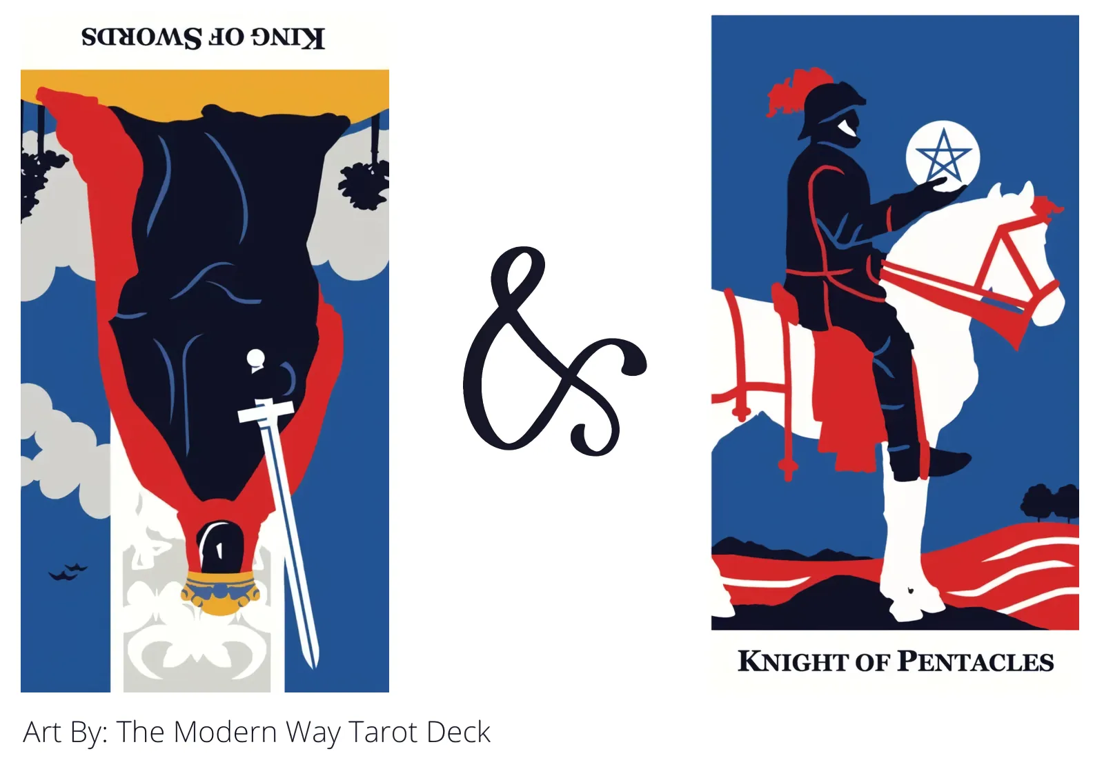 king of swords reversed and knight of pentacles tarot cards together