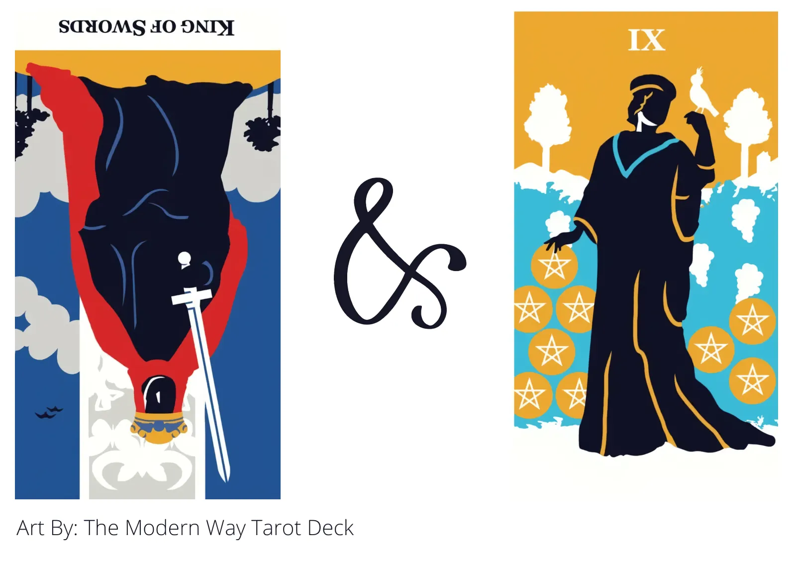 king of swords reversed and nine of pentacles tarot cards together