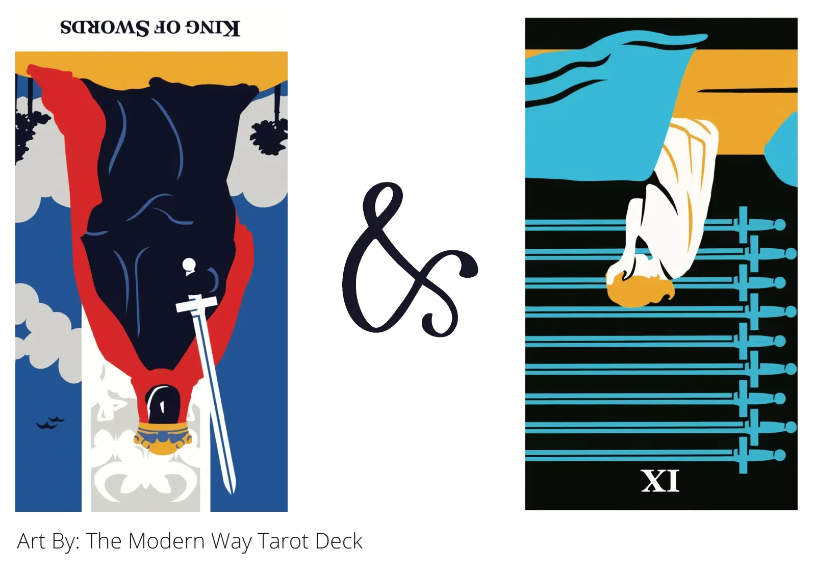 king of swords reversed and nine of swords reversed tarot cards together