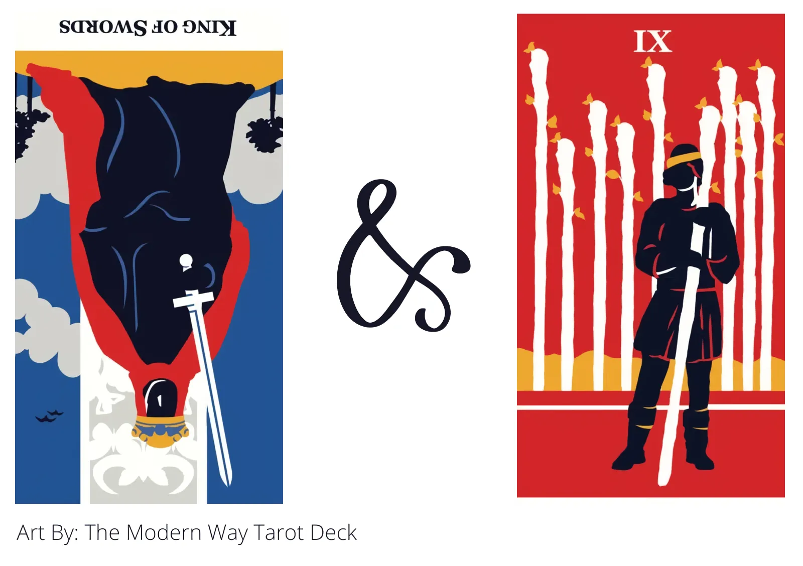 king of swords reversed and nine of wands tarot cards together