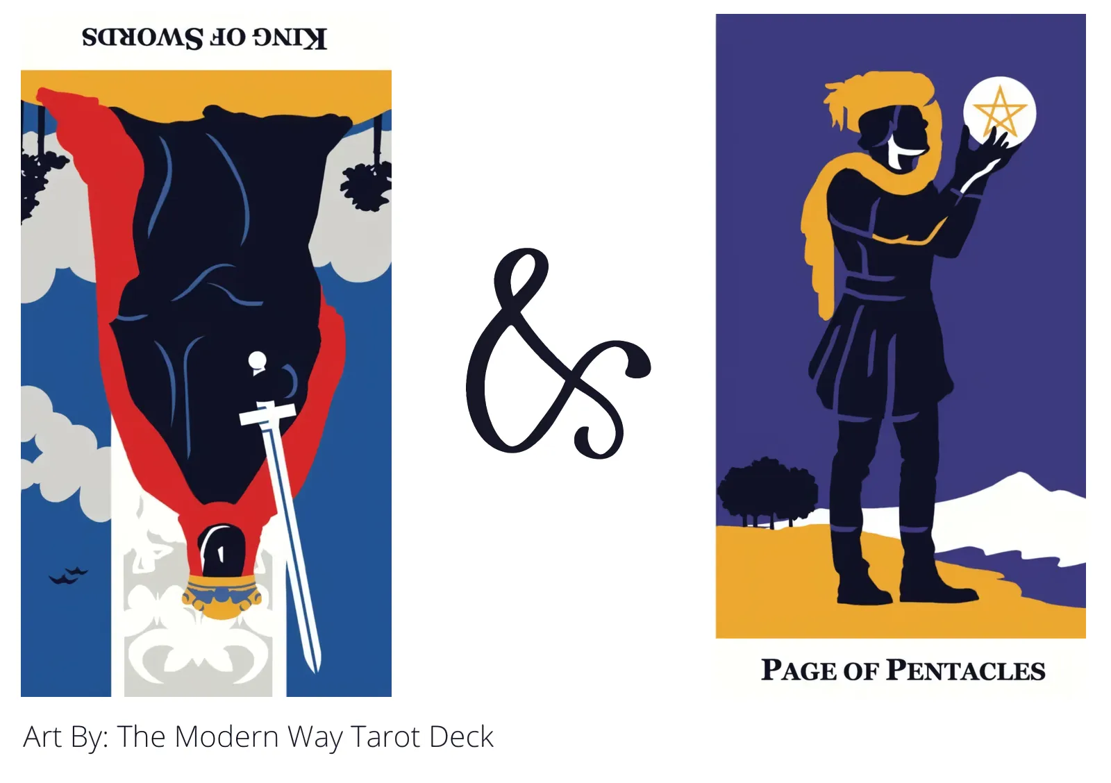 king of swords reversed and page of pentacles tarot cards together