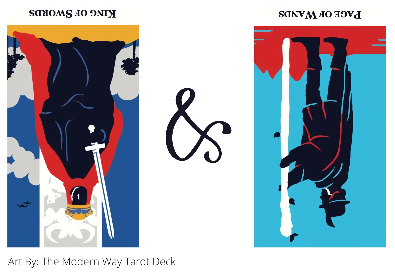 king of swords reversed and page of wands reversed tarot cards together