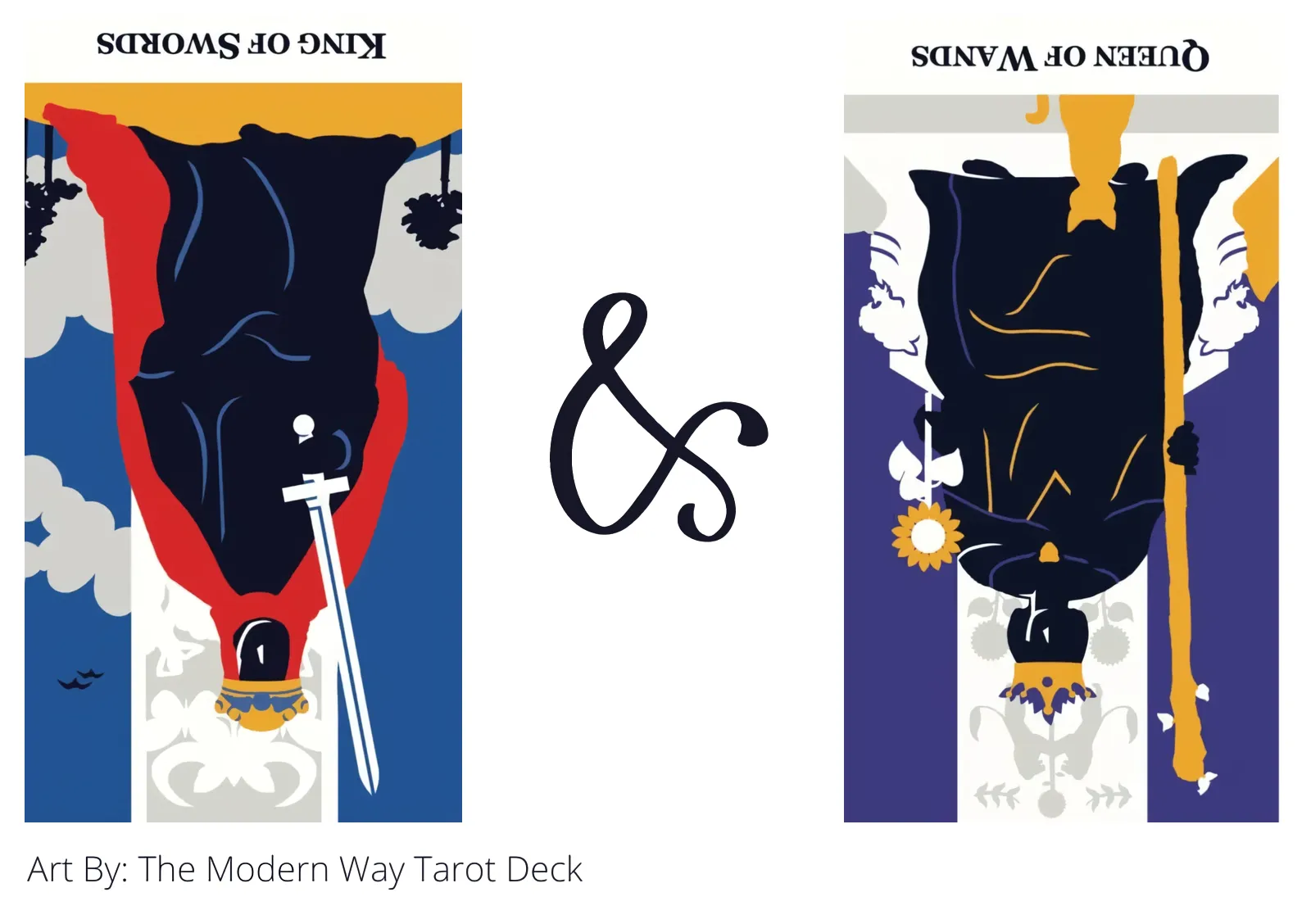 king of swords reversed and queen of wands reversed tarot cards together