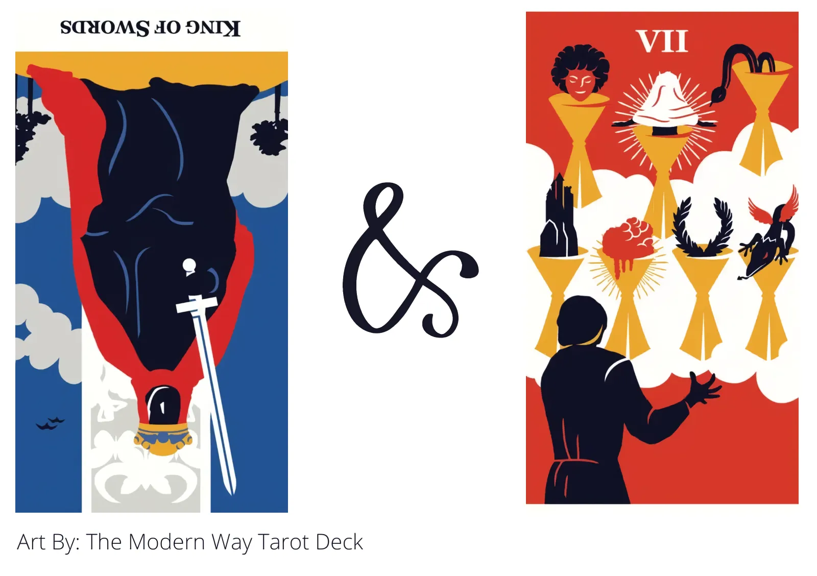 king of swords reversed and seven of cups tarot cards together