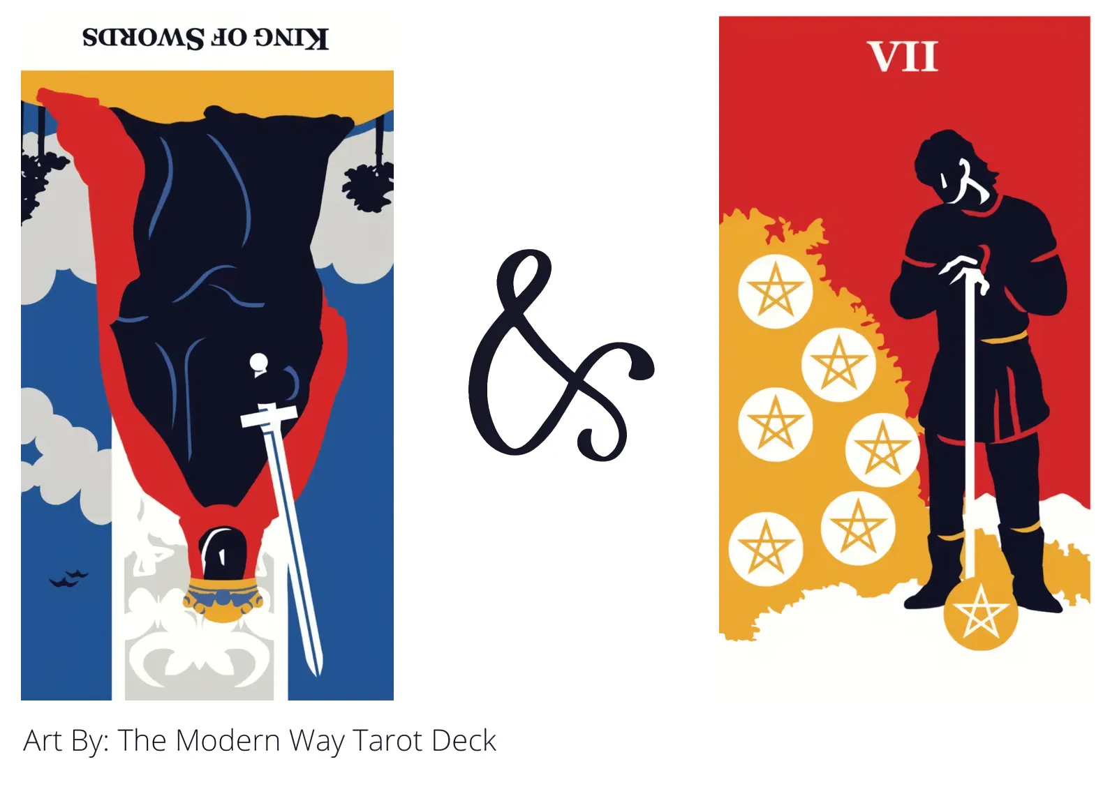 king of swords reversed and seven of pentacles tarot cards together