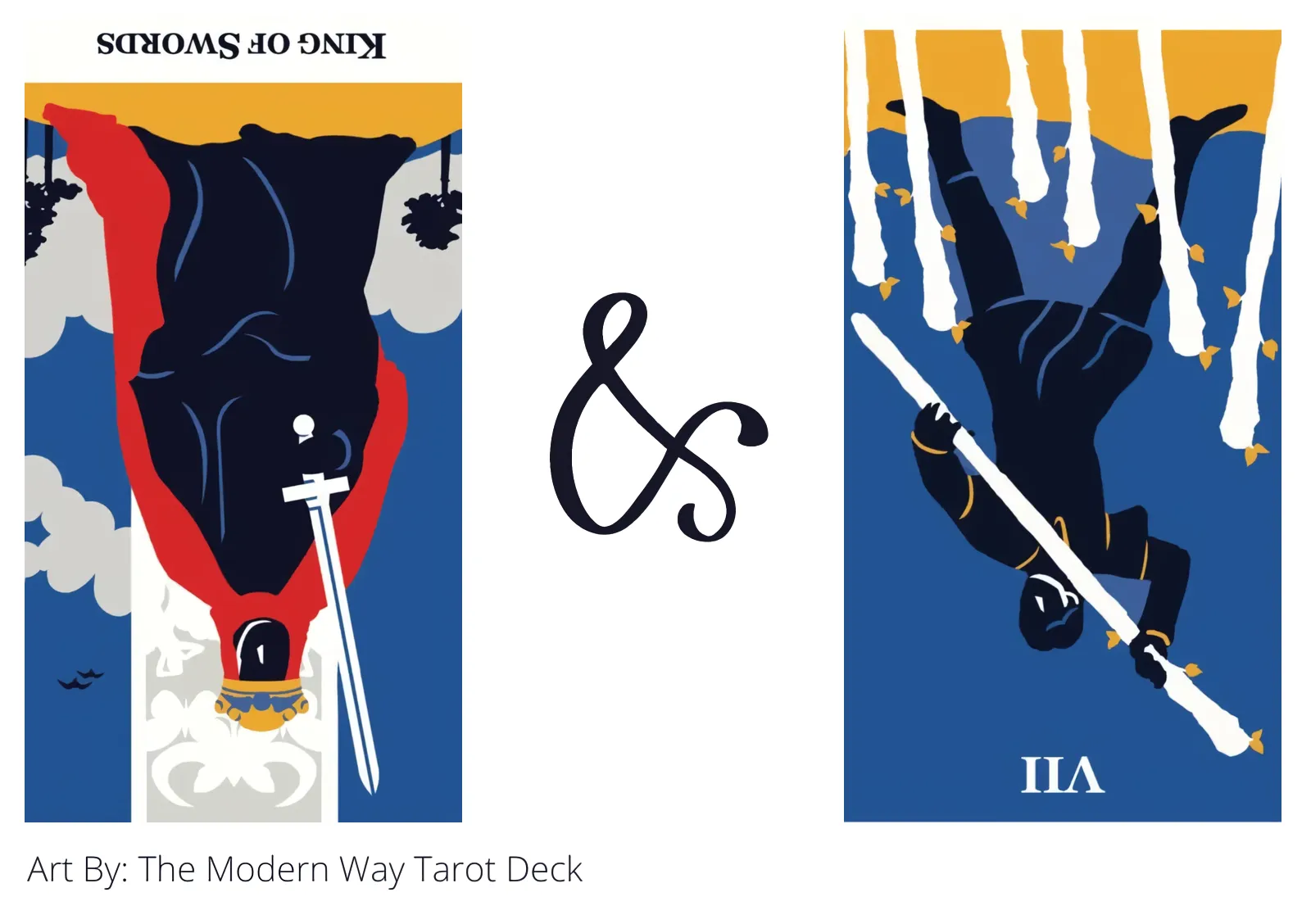 king of swords reversed and seven of wands reversed tarot cards together