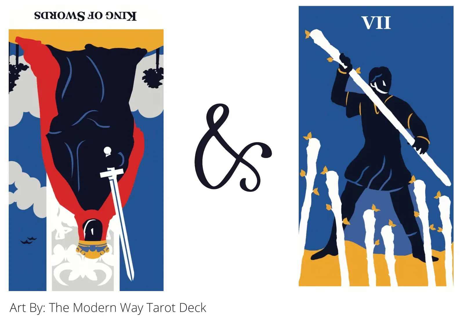 king of swords reversed and seven of wands tarot cards together