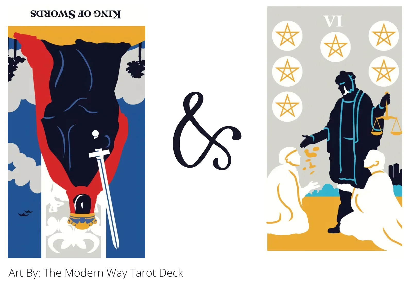 king of swords reversed and six of pentacles tarot cards together