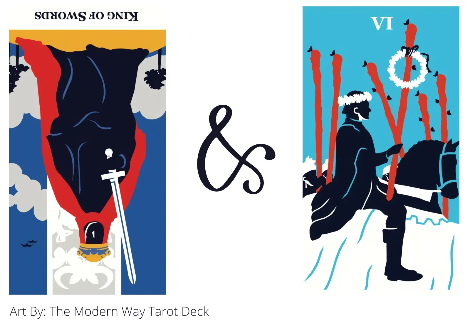 king of swords reversed and six of wands tarot cards together