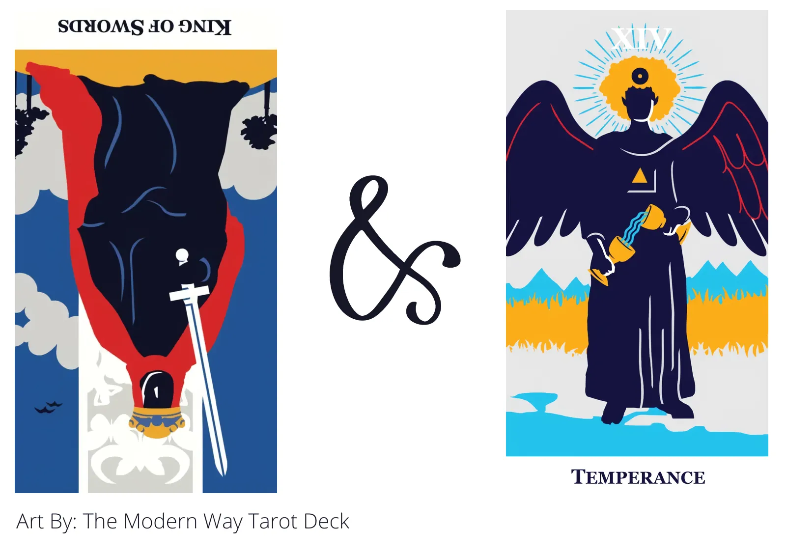 king of swords reversed and temperance tarot cards together
